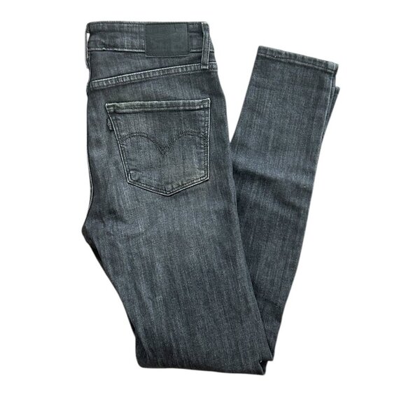 Levis Gray Distressed High Rise Skinny Jeans‎ Womens W27 L30 Stretch Mom Jean - Picture 1 of 5